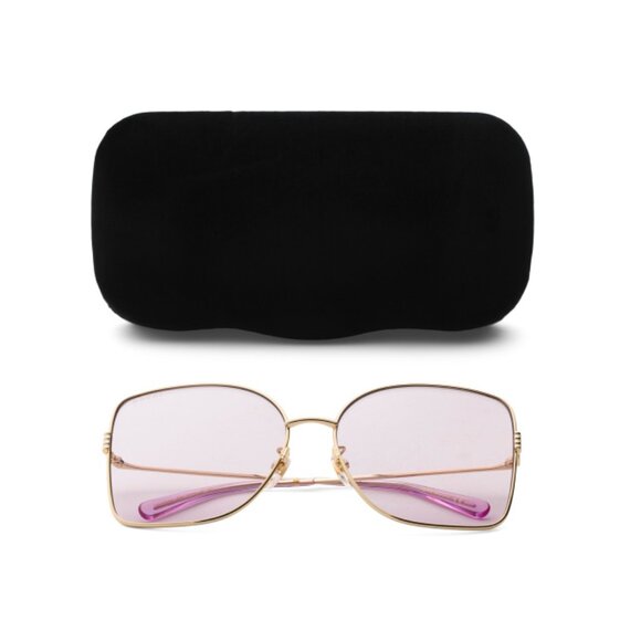 GUCCI Gold/pink 62mm Square Sunglasses - Picture 1 of 2